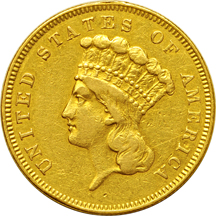 Nine 19th Century gold type coins.