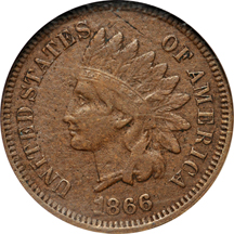 1866 (VP-006, Snow-10) NGC XF-40 BN.