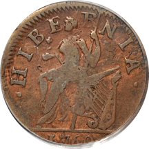 1760 Voce Populi Halfpenny, "VOOE" variety (Nelson 3, Zelinka 7-E, Breen 227, R.3) PCGS VF-25.