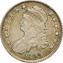 Six Capped Bust half-dollars.