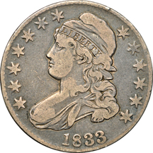 Five Capped Bust half-dollars.