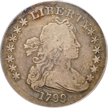 1799 "Irregular Date, 15 Stars" (B-4, BB-153, R.4). PCGS VG-10.