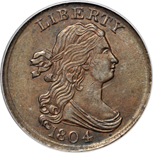 1804 Plain 4 - Stemless (C-13, R.1). PCGS MS-63 BN.