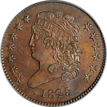 1825 (C-1, R.3) PCGS MS-62 BN.