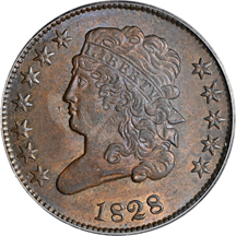 1828 12 Stars (C-2, R.2, die state I). PCGS MS-64 BN.