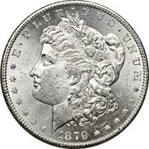 Twenty 1879-S Morgan dollars, Uncirculated.