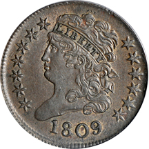 1809 Normal Date (C-6, R.1). PCGS AU-58.