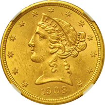 1908 Liberty. NGC MS-63.