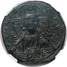 Byzantine Empire.  Anonymous Issue (circa AD 1020 - 1028) AE Follis, Class A3 (10.98g). NGC Ch VF.