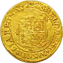 Britain.  No Date (1625 - 1642, Tower mint) Charles I, Second Crowned Bust, Gold Unite (KM-151.1). XF, scratched.