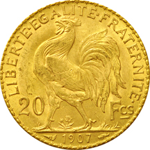 France.  Eight France 20 Francs (Roosters), Uncirculated.