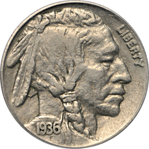 Five PCGS certified variety Buffalo nickels.