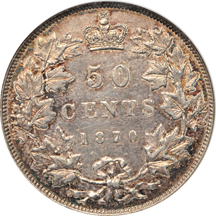 Canada.  1870 Fifty cents/L.C.W. NGC AU-55.
