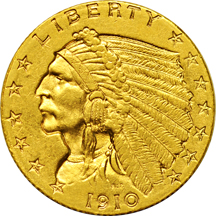 Nine Indian quarter-eagles.