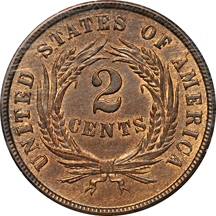 1865 PCGS MS-64RB rattler.