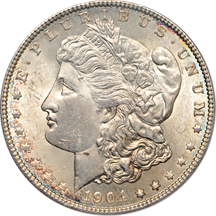 1879-O, 1900-S, and 1904, all PCGS MS-64.