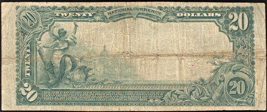 1902 $20.00. Centralia, MO Charter# 6875 Blue Seal. VG.