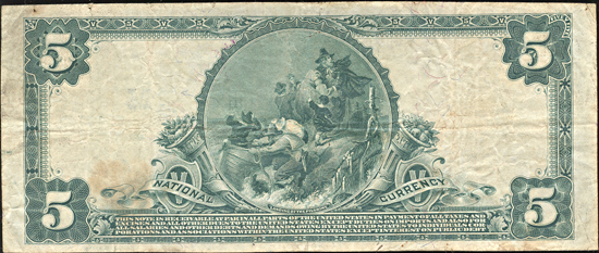 1902 $5.00. Warrensburg, MO Charter# 5156 Blue Seal. F+.