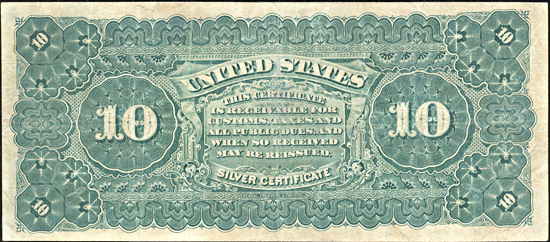 1886 $10.00.  VF.