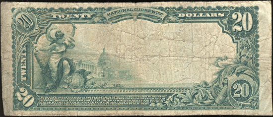 1902 $20.00. East Saint Louis, IL Charter# 12178 Blue Seal. F.
