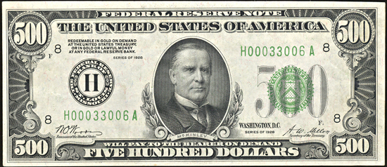 1928 $500.00 St. Louis.  AU.
