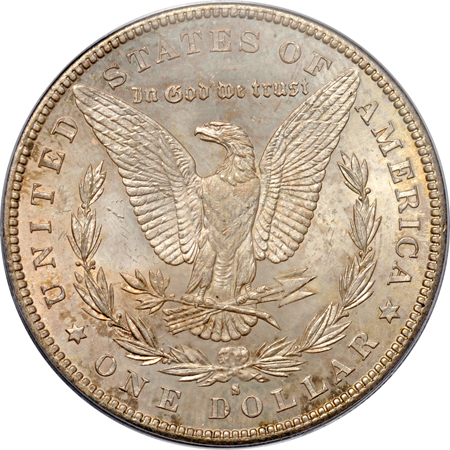 Six Morgan dollars graded MS-64 by PCGS.