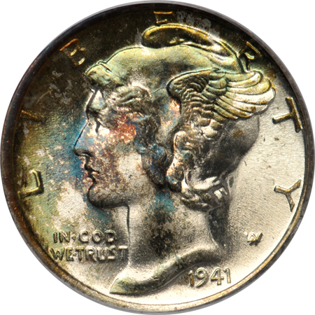 Four certified MS-65 or better Mercury dimes.