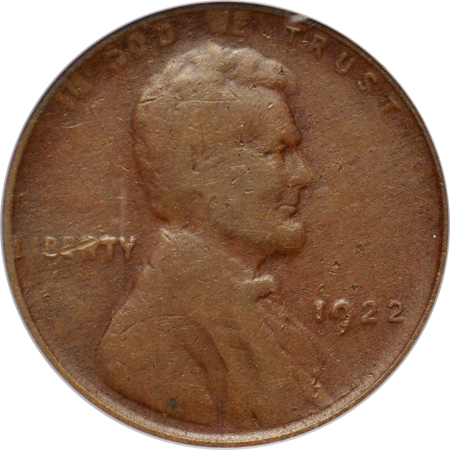 1922 "no D" Strong Reverse. PCGS VF-20.