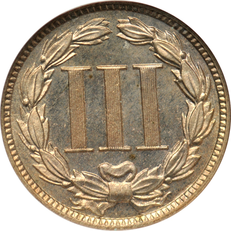 1887 7 over 6 (P02a, plate coin). NGC PF-65.