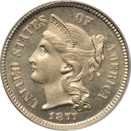 1877 (P01, plate coin) PCGS PF-65 (doily label).