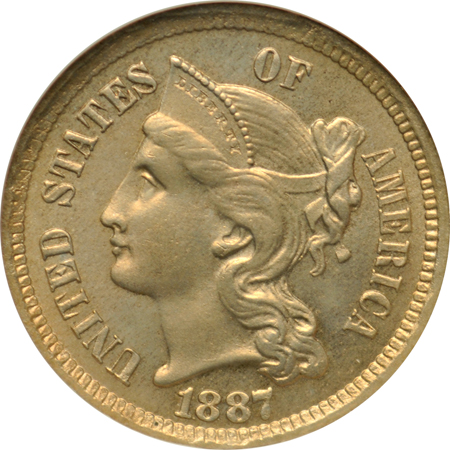 1887 (B01d, plate coin) NGC MS-65 (no line).