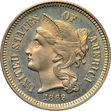 1869 PCGS PF-64+ CAM.