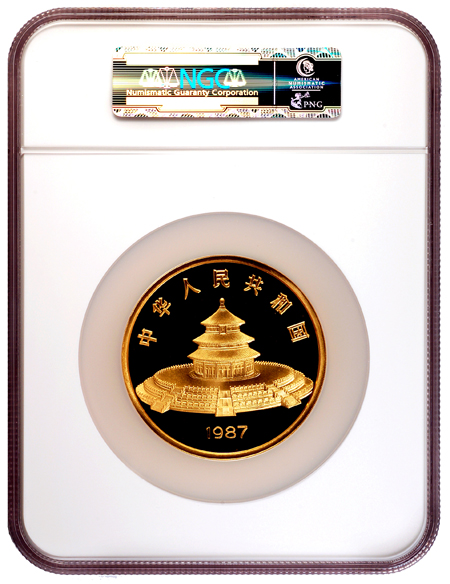 China - 1987 12oz Gold Chinese Panda, 1000Y, NGC PF 68 Cameo.