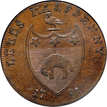 Great Britian - 1791 (D&H-46) half pence trade token, Yorkshire - Leeds. NGC MS-63 BN.