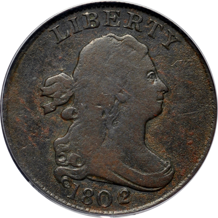 1802 (C-2, R.3) 1802/0 Reverse of 1802. PCGS VG-8.