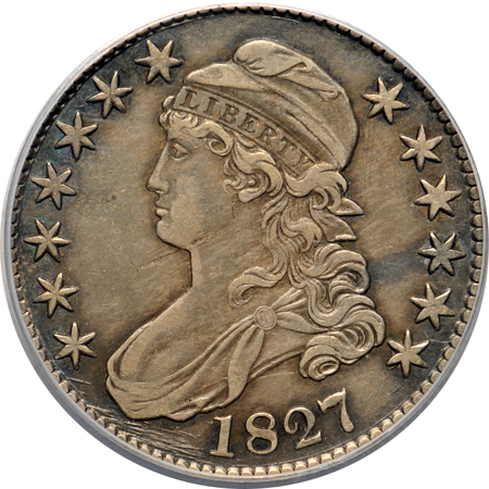 1827 PCGS VF-20 (green label), 1836 lettered edge PCGS AU-55 (green label), and 1837 reeded edge PCGS XF-45 (green label).