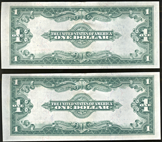 Sequential pair of 1923 $1.00.  AU.