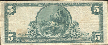 1902 $5.00. Warrensburg, MO Charter# 5156 Blue Seal. F+.