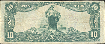 1902 $10.00. Greenwood, MS Charter# 7216 Blue Seal. VF.