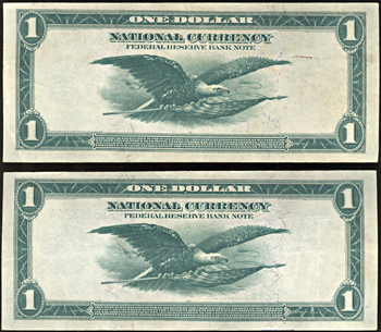 Sequential pair of 1918 $1.00 St. Louis.  AU.