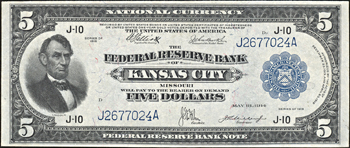 1918 $5.00 Kansas City.  XF.