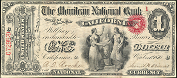 Original Series $1.00. California, MO Charter# 1712 Rays. VF. Serial Number 1.