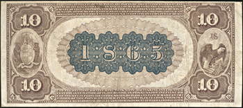 1882 $10.00. Rolla, MO Charter# 1865 Brown Back. VF.