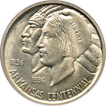 Four commemorative half-dollars graded MS-64 by PCGS.