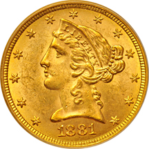 1881 PCGS MS-61 (green label).