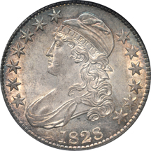 1828 (SM 8, SQ 2, LG Letters, O-116, R.2) NGC MS-62 CAC.