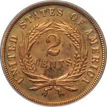 1869 PCGS PF-64RD CAC.