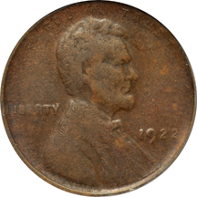 1922 "no D" Weak Reverse, Die Pair 1. PCGS XF-40.