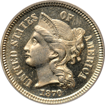 1870 (P02, plate coins) PCGS PF-65.