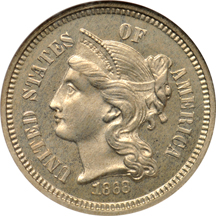 1868 (P01, plate coin) NGC PF-65.